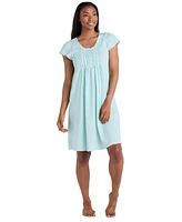 Miss Elaine Women's Short-Sleeve Printed Short Gown