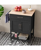 Gouun Rolling Kitchen Island Cart with Drawer and Towel Rack