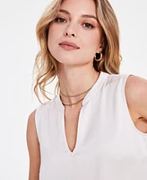 Bar Iii Women's Split-Neck Sleeveless Blouse, Exclusively at Macy's