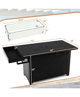 Gouun 52 Inches Outdoor Wicker Gas Fire Pit Propane Table with Cover