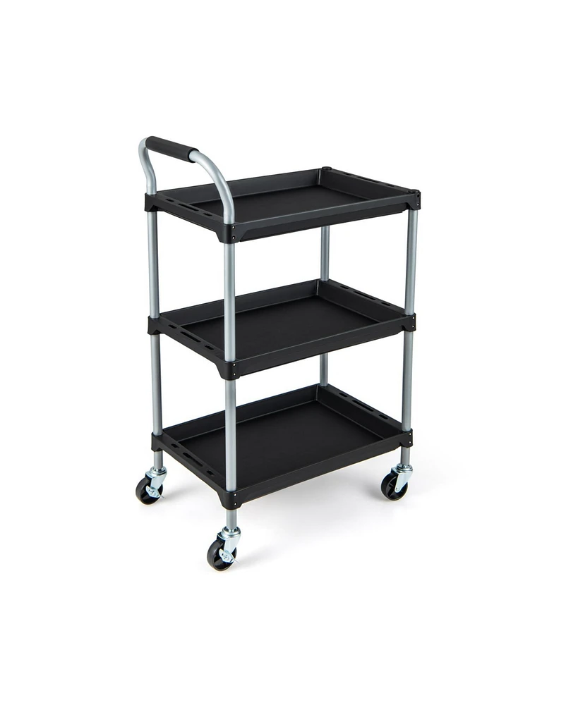 Gouun 3 Layer Tool Cart with Pp Shelves Sponged Handle and Swivel Wheel