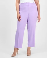 Kasper Plus Size Stretch-Crepe Straight-Fit Suit Pants
