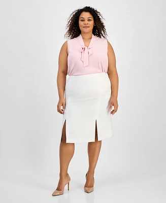 Kasper Plus Double Slit Pencil Skirt