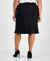 Kasper Plus Double Slit Pencil Skirt