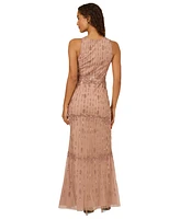 Adrianna Papell Women's Beaded Mesh Mermaid Gown