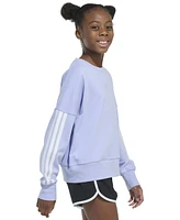 adidas Big Girls Long-Sleeve 3-Stripe French Terry Crewneck Pullover Sweatshirt