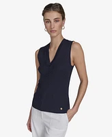 Tommy Hilfiger Women's Ribbed V-Neck Sleeveless Sweater