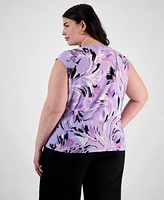 Kasper Plus Printed Keyhole Top