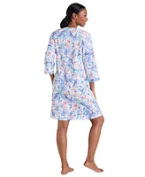 Miss Elaine Women's 3/4-Sleeve Printed Short Grip Robe