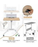 Gouun Height Adjustable Mobile Standing Desk with Detachable Holde