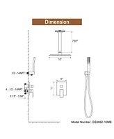Mondawe 2-Function 10-In Ceiling Mounted Shower System