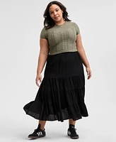 And Now This Plus Pull-On Tiered Midi Skirt