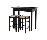 Slickblue Compact 3-Piece Dining Set with Table and 2 Backless Stools in Espresso Finish