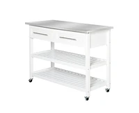 Slickblue Rolling Kitchen Island 2 Drawers Storage with Stainless Steel Top