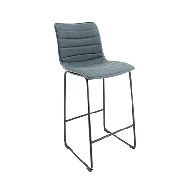 LeisureMod Brooklyn 29.9" Modern Leather Bar Stool With Black Iron Base & Footrest