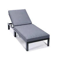 LeisureMod Chelsea Modern Outdoor Chaise Lounge Chair With Cushions