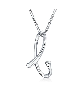 Bling Jewelry Abc Script Letter Alphabet Initial Pendant Necklace .925 Sterling Silver 18 Inch