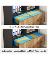 Tribesigns Lateral File Cabinet with Drawer and Adjustable Hanging Rod for Letter/Letter/A4 Files, 35.4" Wood Modern Printer Stand Open Stor