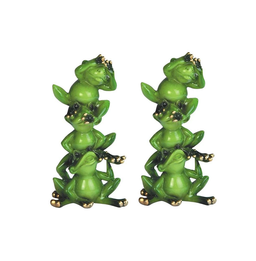 Fc Design "2-pc Gift Set" 6"H Hear-No, See-No, Speak-No Evil Frog Stacked Frogs Statue Animal Figurine Set Figurine Statue Ornament Home Room Office D