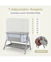 Gymax Baby Bedside Sleeper Bassinet Bed Folding Portable Adjustable Crib w/ Storage