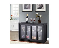 Slickblue Sideboard Buffet Dining Storage Cabinet with 2 Glass Sliding Doors