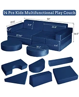 gaomon 14 Pcs Kids Play Couch Sofa, Large Modular Folding Playset, Convertible Foam Cushions for Playroom and Bedroom, Boys Girls