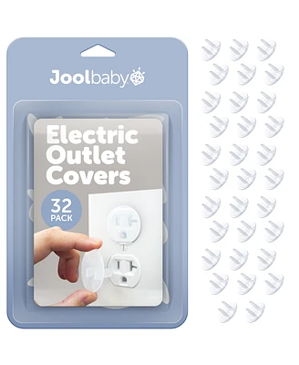 Jool Baby Outlet Covers (32 Pack) for Child Safety - Easy Adult Removal, Plug Protectors for Baby Proofing Electric Sockets - Transparent Design