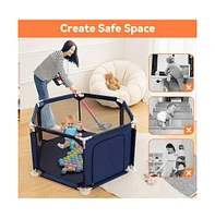 Comomy Baby Playpen, Kid Playards, Play Yard, 6 Sides Portable Infant Game Area