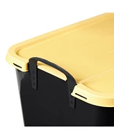 Life Story 55 Quart Plastic Stackable Storage Unit Bin, Black & Yellow (6 Pack)