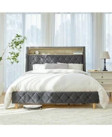 Hulala Home Dimas Modern 81.5" Bed with Storage Compartments