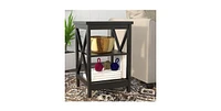 Slickblue Wood X-Design End Table Nightstand with 3 Open Shelves