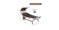 Slickblue Outdoor Hammock Style Chaise Lounge Chair Cot with Canopy and Storage Bag