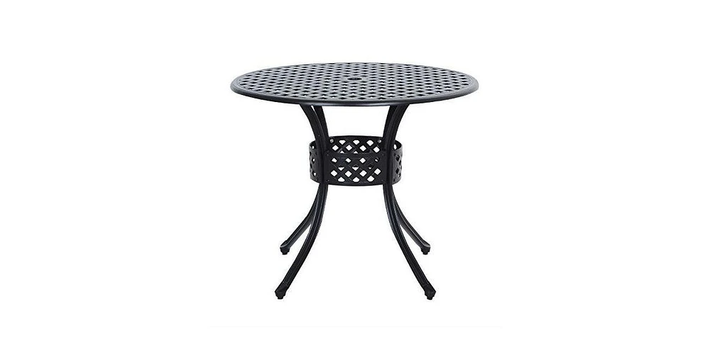 Slickblue Round Metal Outdoor Patio Table in Cast Aluminum