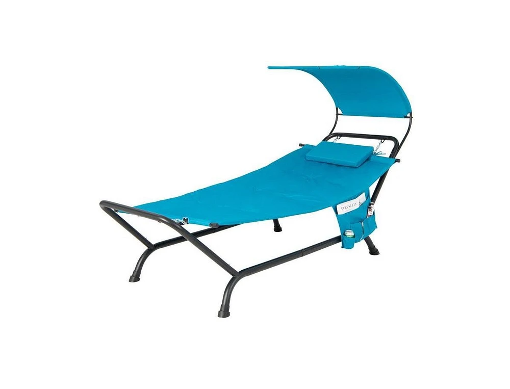 Slickblue Outdoor Hammock Chaise Lounge Chair Cot with Canopy and Storage Bag