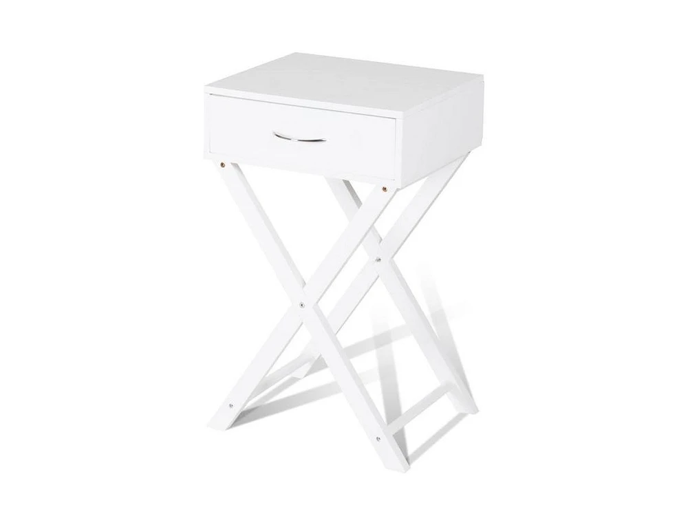 Slickblue X-Shape 1-Drawer Nightstand End Table with Storage for Bedroom or Living Room