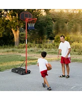 Gymax Adjustable Basketball Hoop System Stand Portable W/2 Wheels Fillable Base