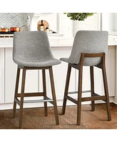 Maison Boucle Set of 2 Upholstered Bar Stools with Solid Wood Legs, Modern Counter Height Chairs for Kitchen Island, Bar, or Dining Room-Maison Boucle