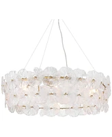 Possini Euro Design Filoli 34 1/2" Modern Pendant Chandelier Ceiling Light Fixture Dining Room Over Table Kitchen Island Foyer Ring Flower 8-Light Gol