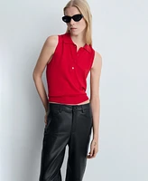 Mango Women's Leather-Effect Straight Trousers
