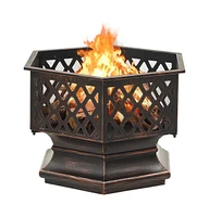 vidaXL Rustic Fire Pit with Poker 24.4"x21.3"x22" Xxl Steel