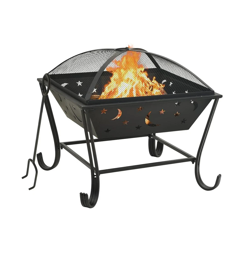 vidaXL Fire Pit with Poker 24.4" Xxl Steel