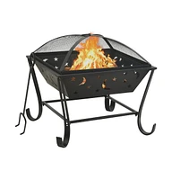 vidaXL Fire Pit with Poker 24.4" Xxl Steel