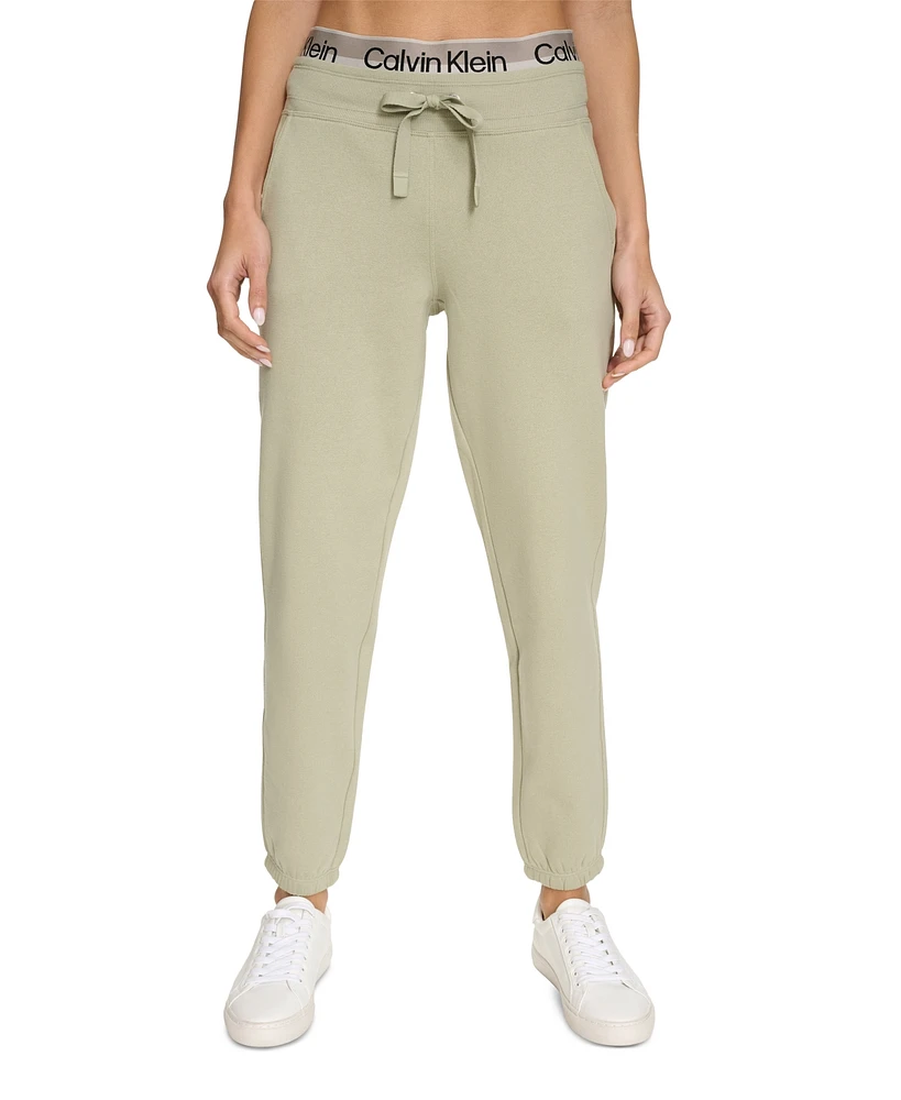 Calvin Klein Women's Fleece Logo Elastic High-Waist Joggers