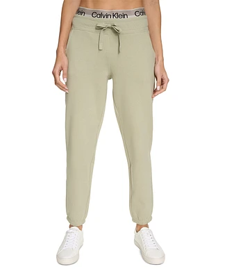 Calvin Klein Women's Fleece Logo Elastic High-Waist Joggers