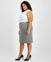 Kasper Plus Back-Slit Pencil Skirt