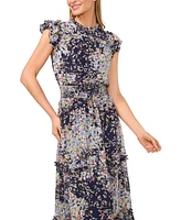 CeCe Women's Floral Flutter-Sleeve Midi Dress