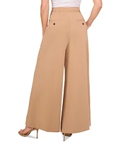 CeCe Women's Belted High-Waisted Super-Wide-Leg Pants