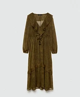 Mango Women's Ruffled Paisley Print Dress