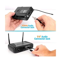 Pyle Uhf Wireless Microphone System Kit with (2) Beltpack Transmitters, (2) Headset Mics & (2) Lavalier Mics