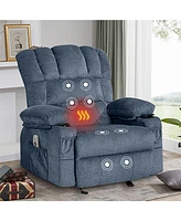 Boyel Living Recliner Chair Massage Heating Sofa with Usb and Side Pocket 2 Cup Holders
